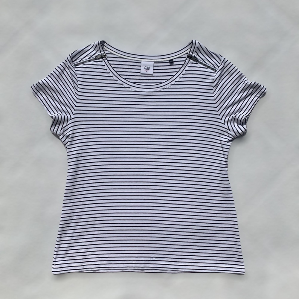 Cabi Zip Striped Shirt